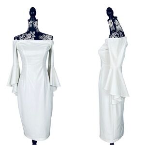 Premier Amour white off shoulder sheath dress size 4